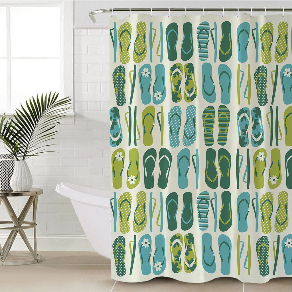 Tropical Themed Flip Flop Shower Curtain