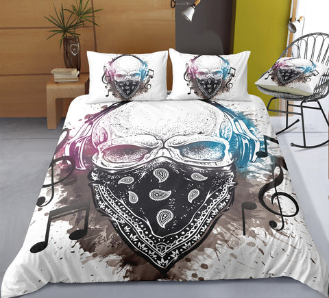 Image of Modern Music Bandana Mask Skull Bedding Set