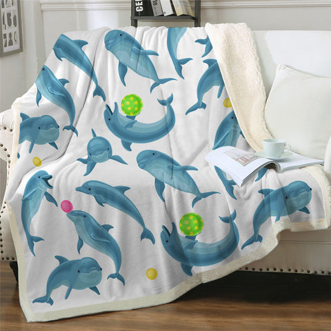 Image of Dolphins Sherpa Fleece Blanket