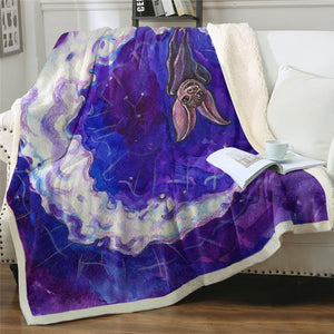 Hanging Bat Themed Sherpa Fleece Blanket