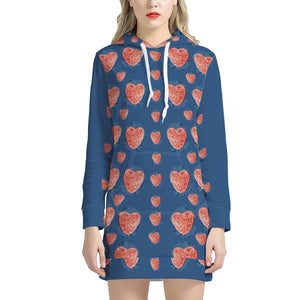 Jelly Hearts On Blue Women'S Hoodie Dress