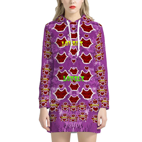 Image of Lovely Love And Lips Women'S Hoodie Dress