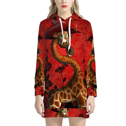 Image of Cute Giraffe Women'S Hoodie Dress