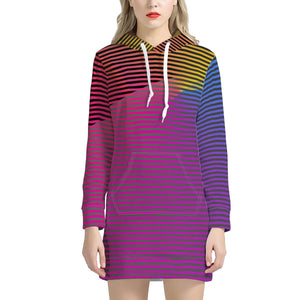 Abstract Stripes Women'S Hoodie Dress