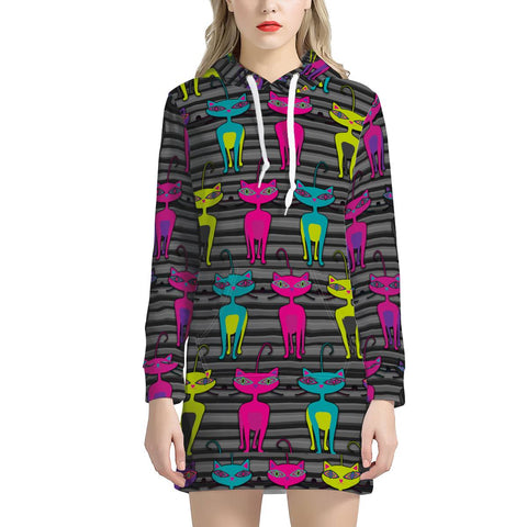 Image of Crazy Cats Women'S Hoodie Dress