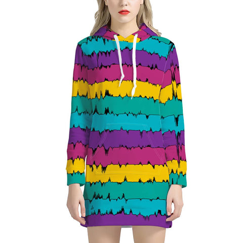 Image of Rainbow Wavelenghts Women'S Hoodie Dress