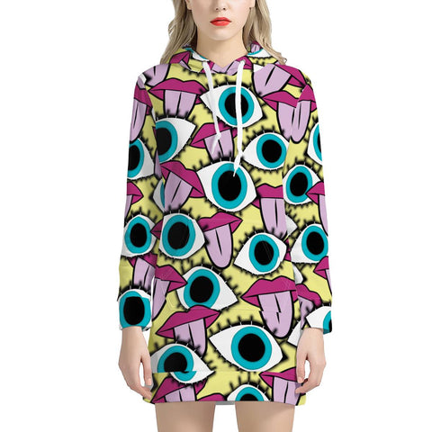 Image of Eyes Open Tongues Out Women'S Hoodie Dress