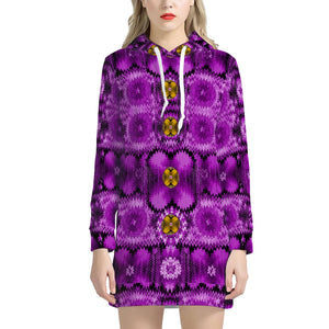 Decorative Purple Floral Women'S Hoodie Dress