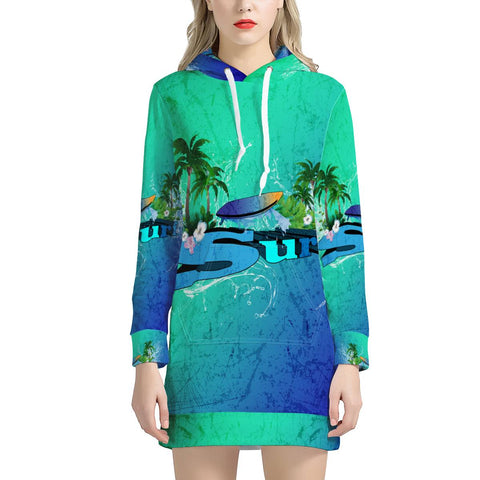 Image of Surfing, Tropical Design Women'S Hoodie Dress