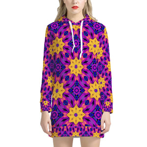 Purple Psy Floral Women'S Hoodie Dress