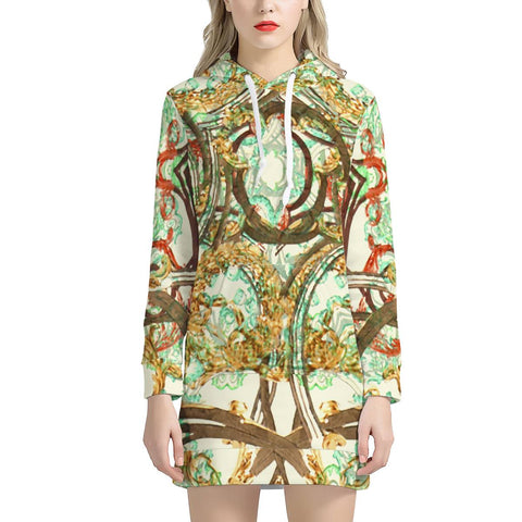 Image of Multicolored Modern Collage Print Women'S Hoodie Dress