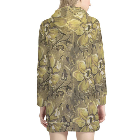 Image of Retro Stlye Floral Decorative Print Pattern Women'S Hoodie Dress