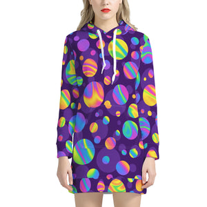 Funky Rainbow Pattern Women'S Hoodie Dress