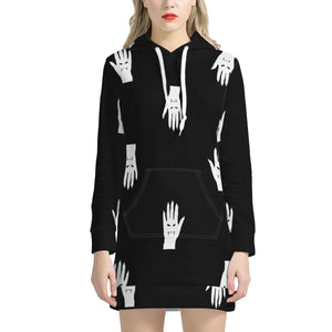 Vampire Hand Graphic Pattern Women'S Hoodie Dress