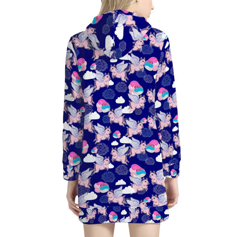 Image of Pig With Wings Women'S Hoodie Dress