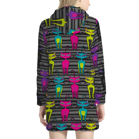 Image of Crazy Cats Women'S Hoodie Dress