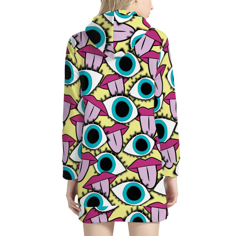 Image of Eyes Open Tongues Out Women'S Hoodie Dress