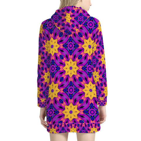 Image of Purple Psy Floral Women'S Hoodie Dress