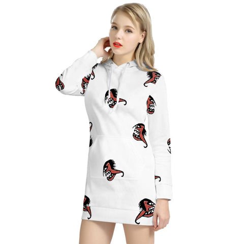 Image of Ugly Monster Fish Drawing Women'S Hoodie Dress