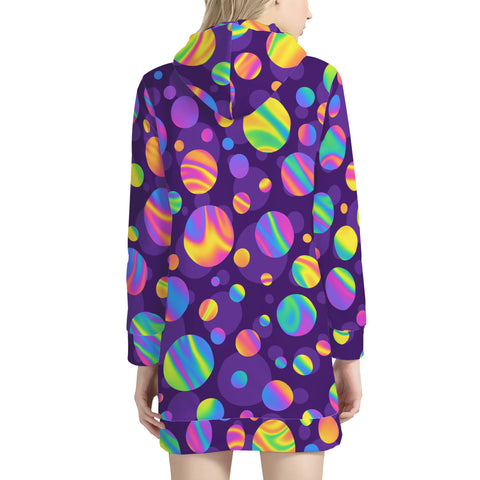 Image of Funky Rainbow Pattern Women'S Hoodie Dress