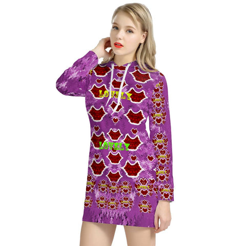 Image of Lovely Love And Lips Women'S Hoodie Dress