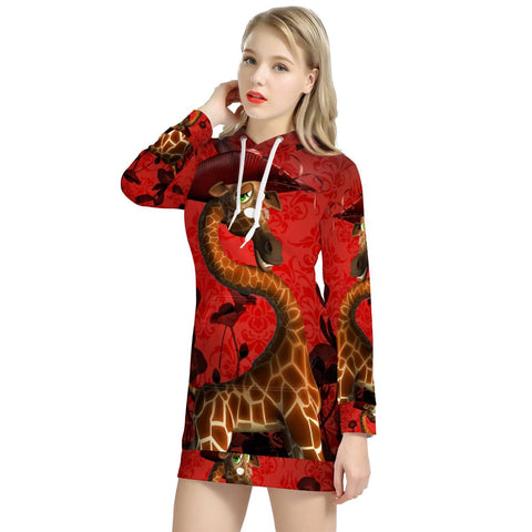 Image of Cute Giraffe Women'S Hoodie Dress