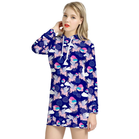 Image of Pig With Wings Women'S Hoodie Dress