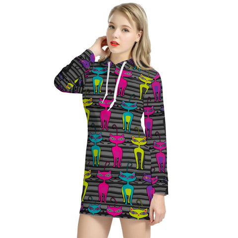 Image of Crazy Cats Women'S Hoodie Dress