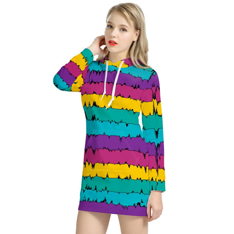 Image of Rainbow Wavelenghts Women'S Hoodie Dress