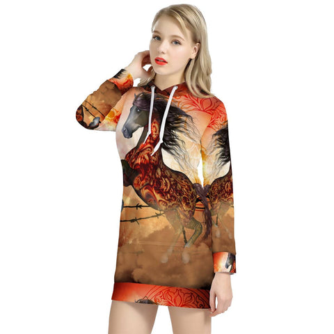 Image of Awesome Fantasy Horse Women'S Hoodie Dress