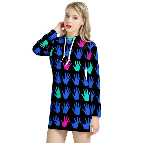 Image of Waving Hands Women'S Hoodie Dress