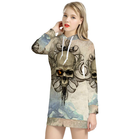 Image of Awesome Skull Women'S Hoodie Dress