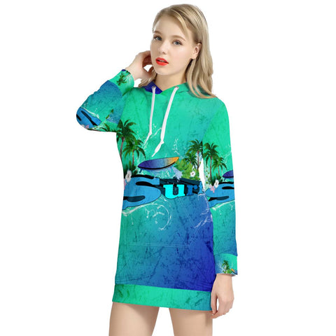 Image of Surfing, Tropical Design Women'S Hoodie Dress