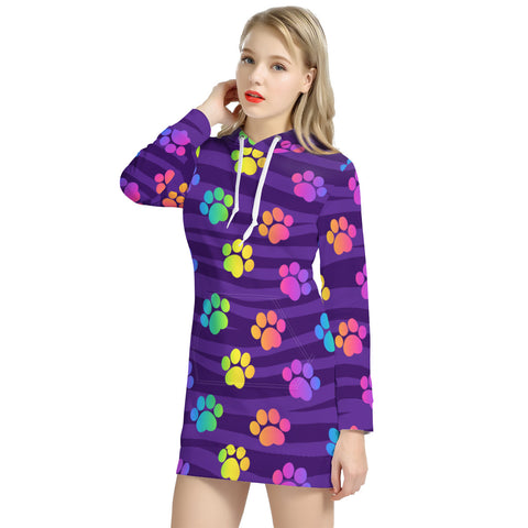 Image of Funky Rainbow Pattern Women'S Hoodie Dress