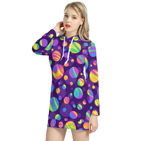 Image of Funky Rainbow Pattern Women'S Hoodie Dress