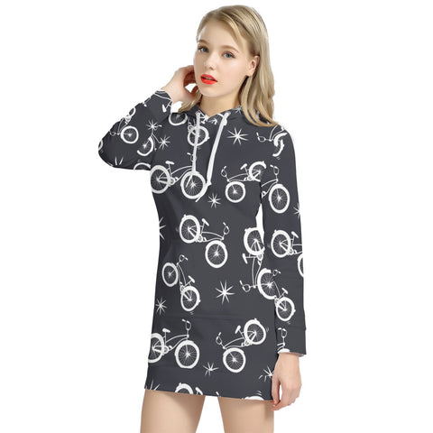 Image of Bicycle Pattern Women'S Hoodie Dress