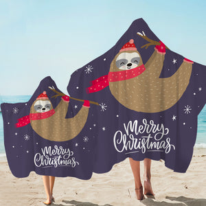 Christmas Sloth Hooded Towel