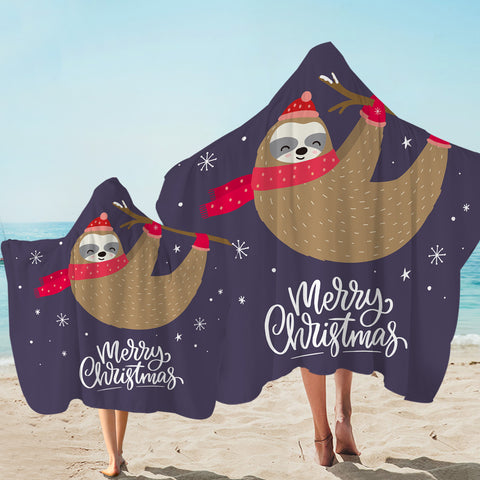 Image of Christmas Sloth Hooded Towel