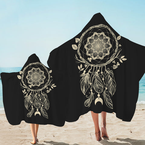 Image of Lined Dream Catcher Black Hooded Towel
