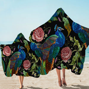 Embroidered Peacock GWLS14167 Hooded Towel