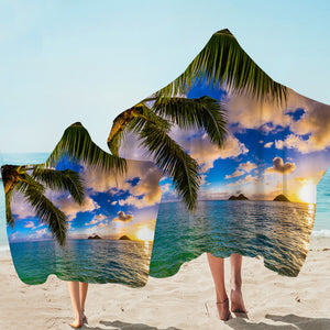 3D Palm Beach Hooded Towel