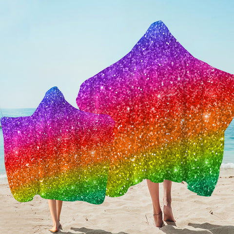 Image of Rainbow Glitter GWLS16293 Hooded Towel