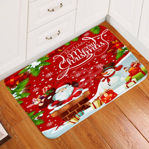 Christmas Theme Red Door Mat