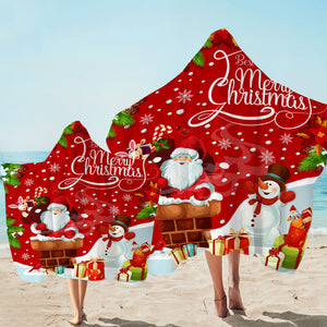 Christmas Themed Red Hooded Towel