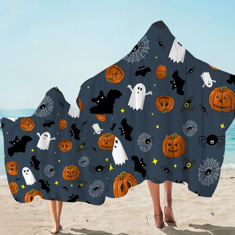 Image of Spooky Patterned Halloween Hooded Towel