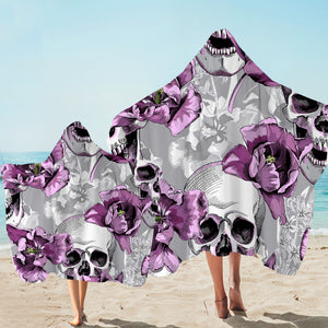 Skull Purple Plant Hooded Towel