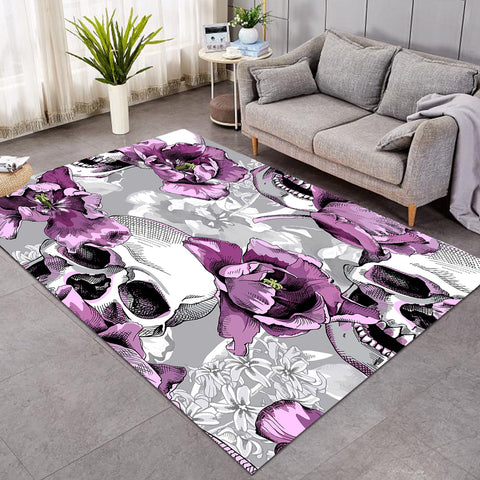 Image of Skull Purple Flower GWBJ14212 Rug