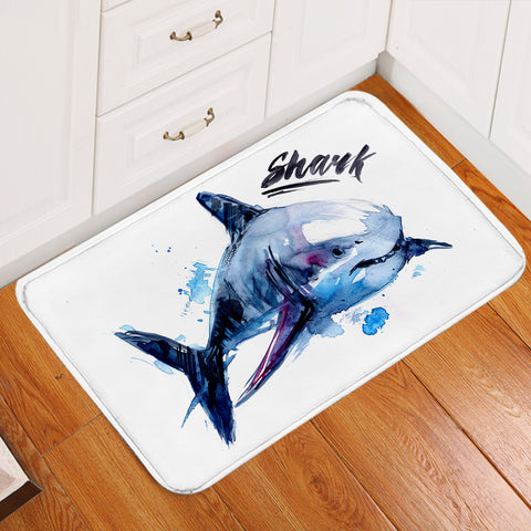 Image of Painted Shark White Door Mat