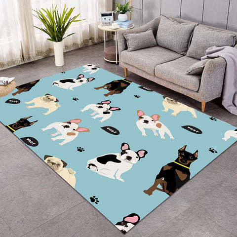 Image of Doggies Light Blue GWBJ14351 Rug