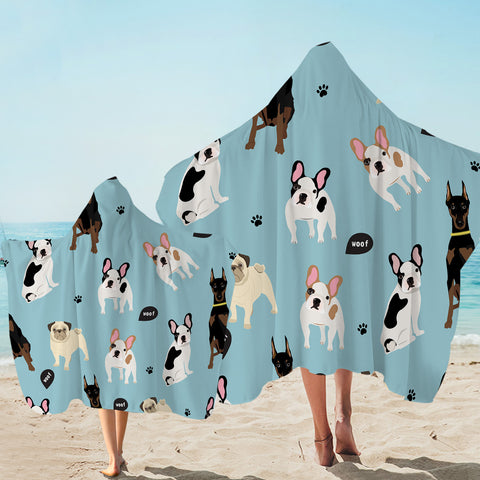 Image of Woof Doggo Patterns Hooded Towel